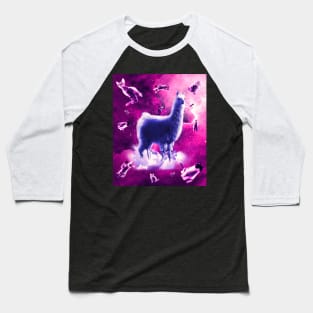 Outer Space Cats With Llama Baseball T-Shirt